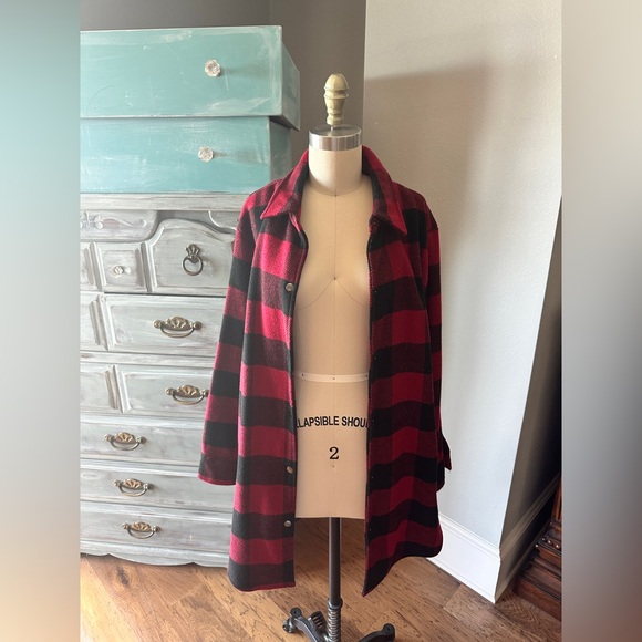 BB Dakota Steve Madden Buffalo Plaid Wool Blend Red/Black Tunic Shaket - Picture 6 of 8